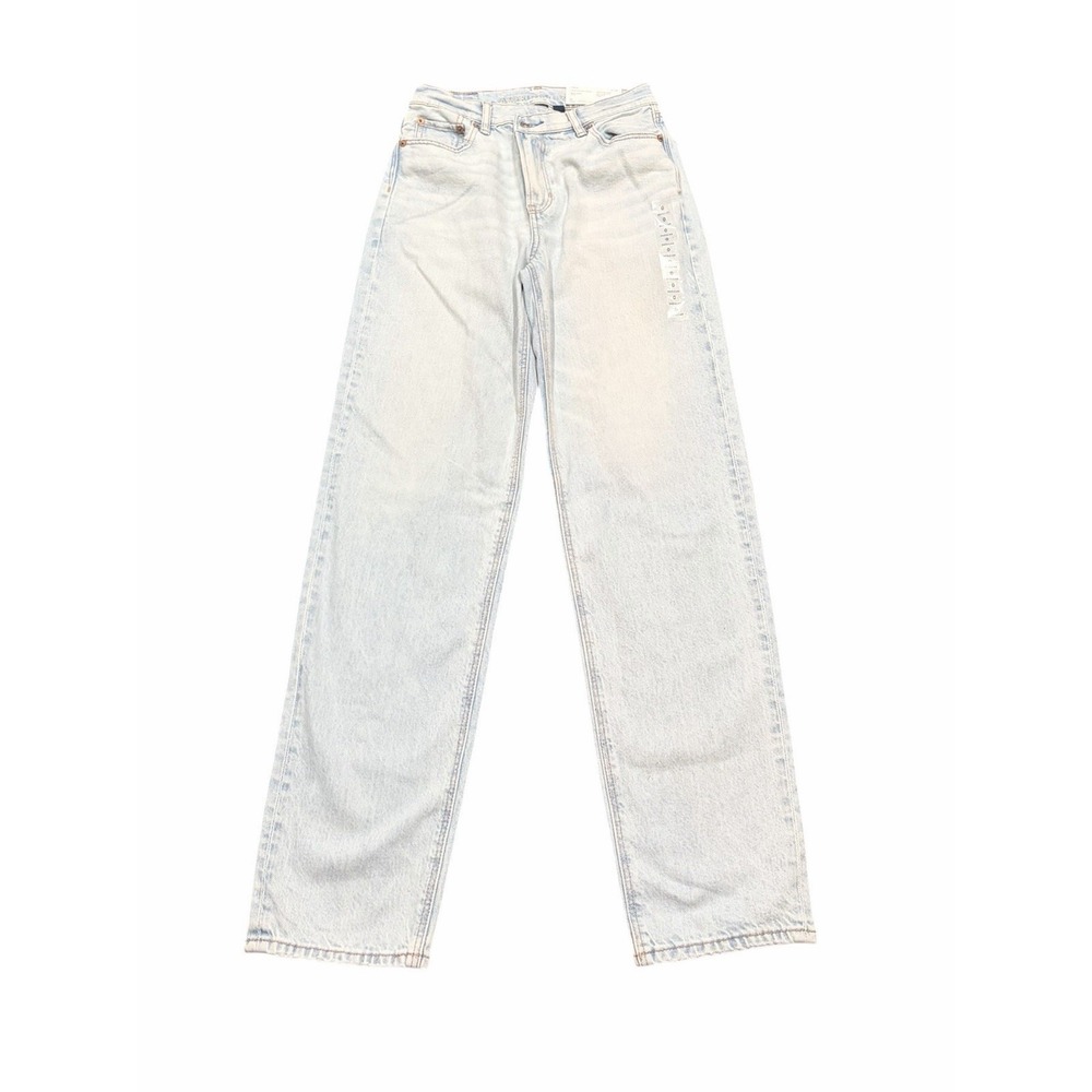 American Eagle Highest Rise Baggy Straight Strigid Size 0 NWT Light Wash
